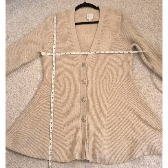 Maeve Creamy Tan Wool Blend Long Sleeve Hourglass Button Front Cardigan XL GUC - Picture 7 of 10